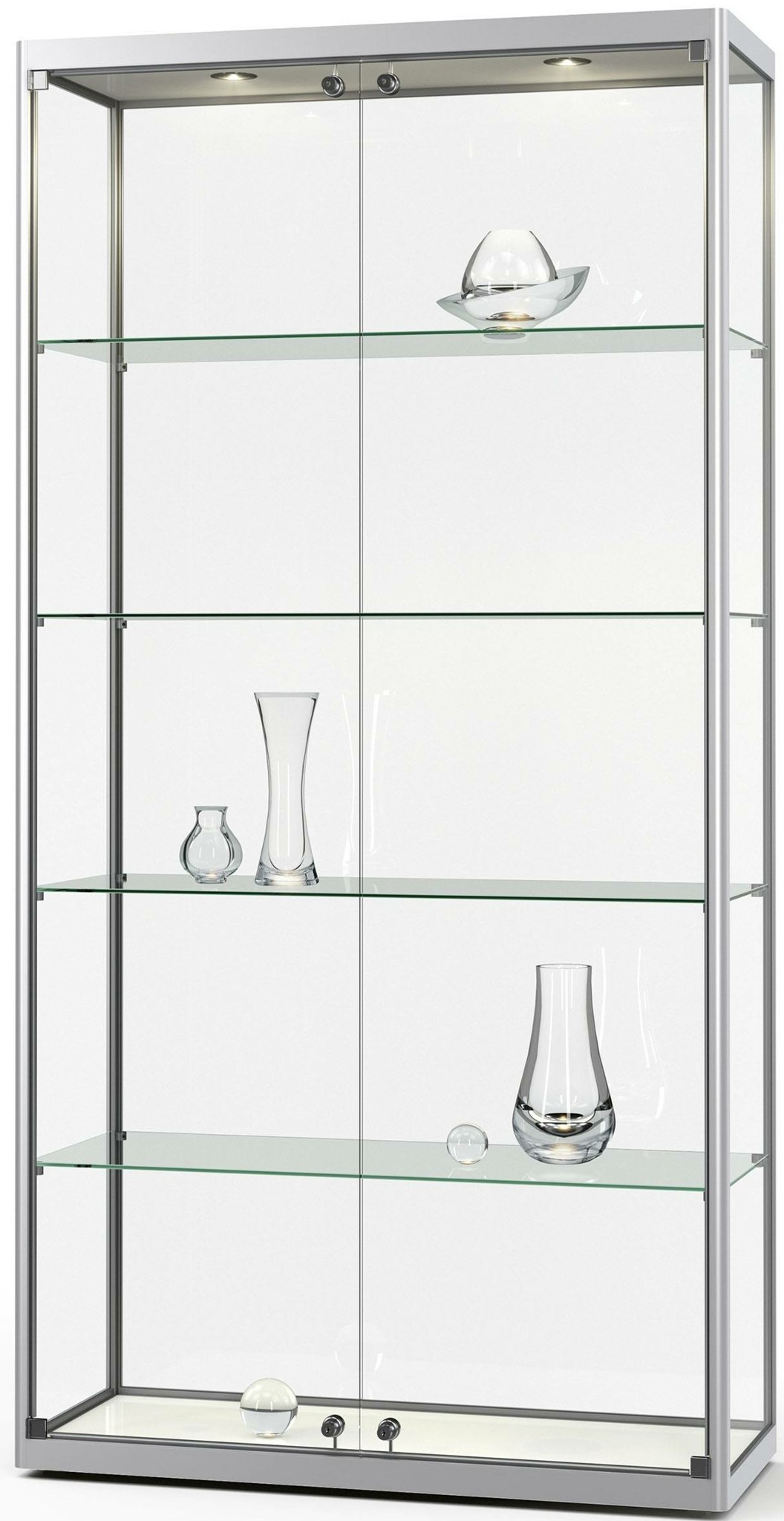 Bild von Vitrine 2000x1000x400 mm HxBxT ESG mit Alurahmen, nicht zerlegbar