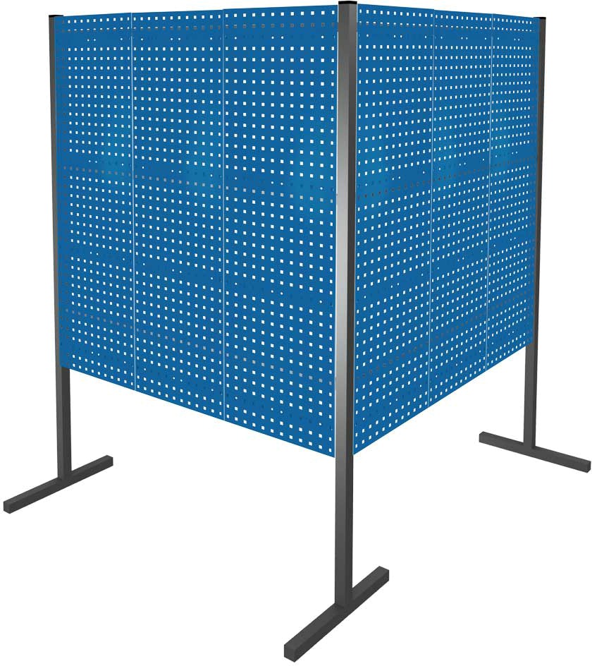 Bild von Trennwand mit Lochplatten, Doppelfeld 90° Winkel, Länge 1500 / 1500 mm