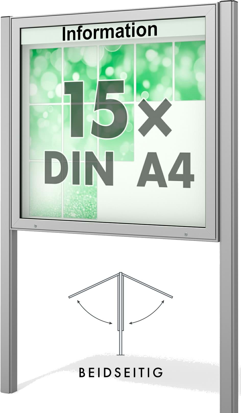 Bild von Doppel-Schaukasten Plenum 1180x1130x123 mm BxHxT, mit Ständer