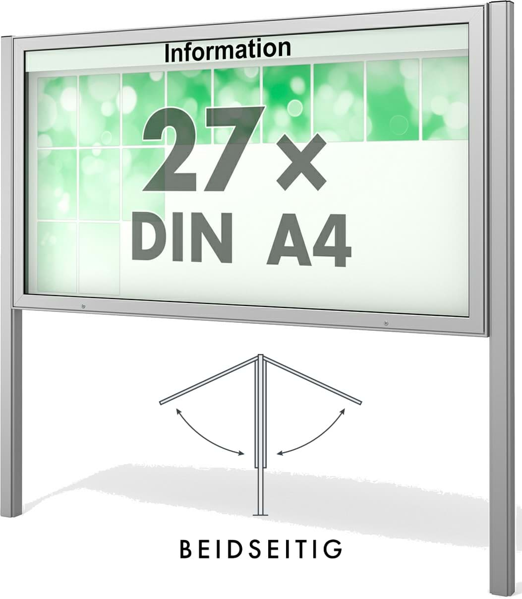 Bild von Doppel-Schaukasten Plenum 2020x1130x123 mm BxHxT, mit Ständer