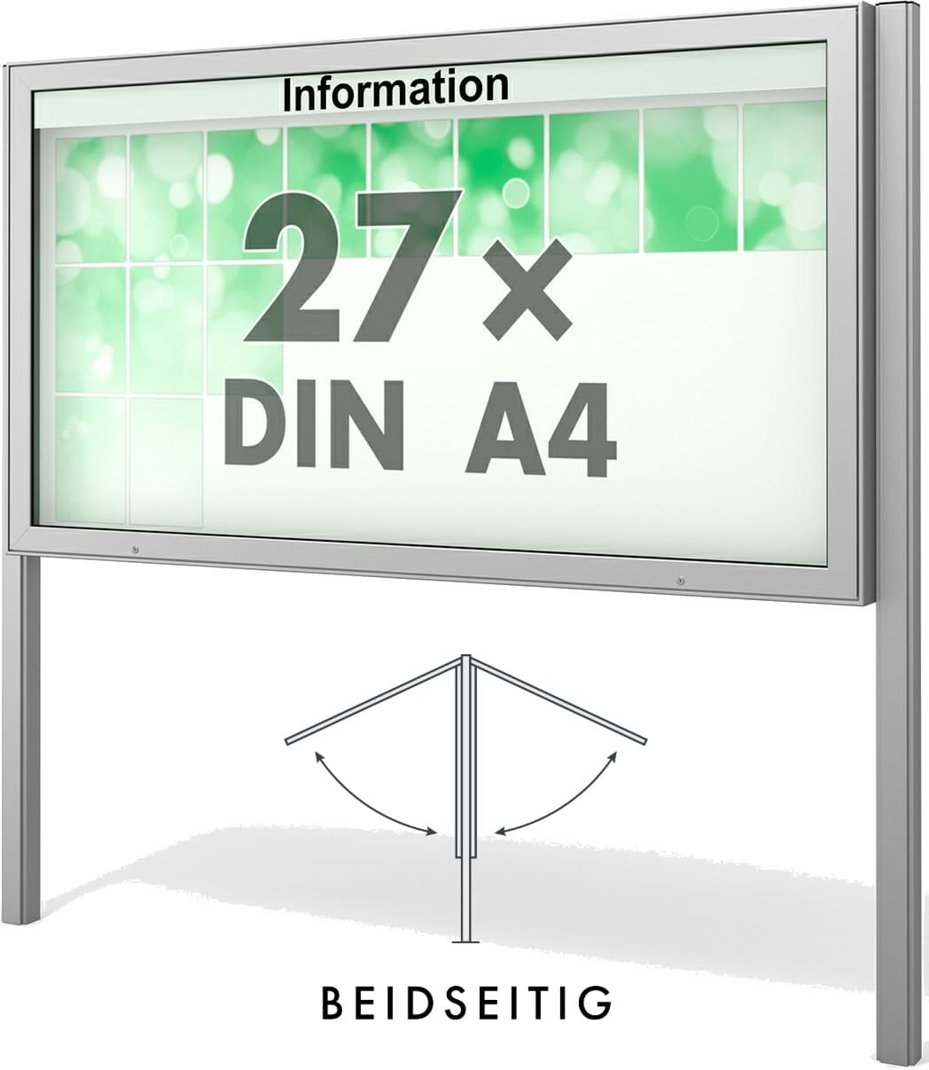 Bild von Doppel-Schaukasten Plenum 2020x1130x210 mm BxHxT, mit Ständer