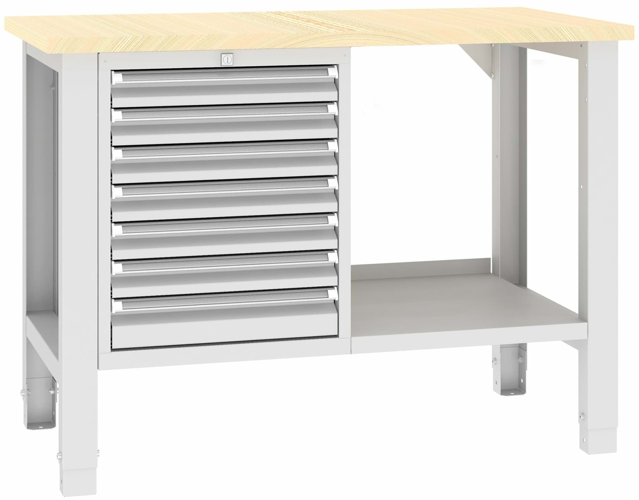 Bild von Werkbank SWT 12/8, var. Höhe, 1245x620x850-900 mm LxTxH